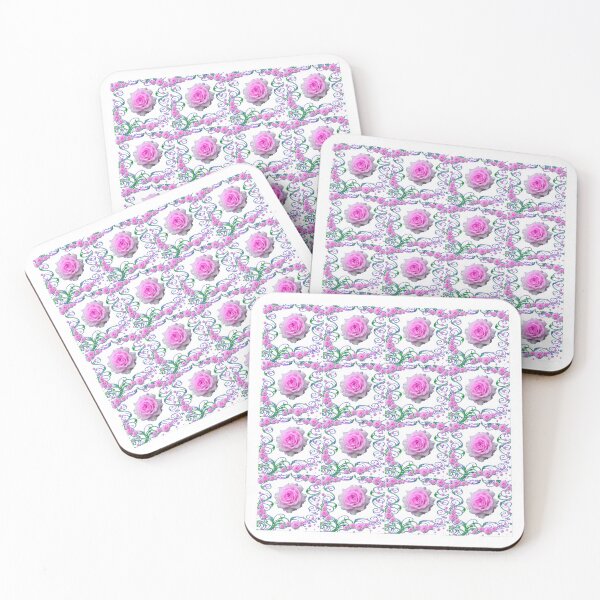 Item preview, PINK GARDEN PATTERN OF ROSES GREEN SCROLLS ABSTRACT designed and sold by sharlesart.