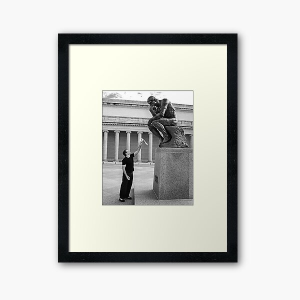 Robin Williams Giving 'The Thinker' Toilet Paper Framed Art Print