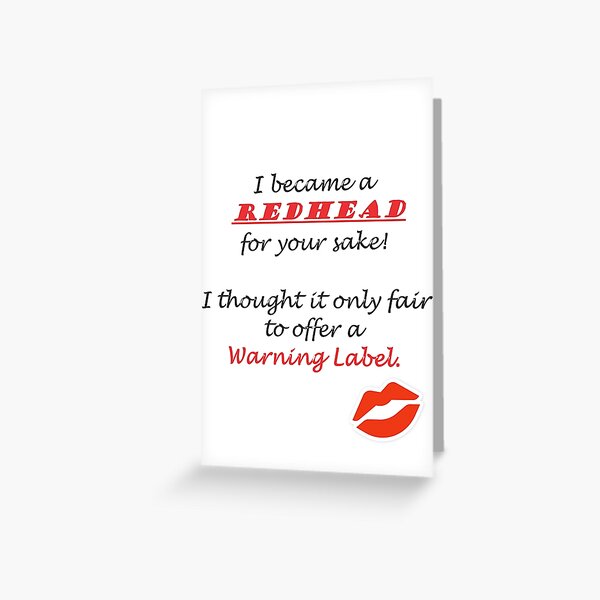Redhead Warning Label Greeting Card
