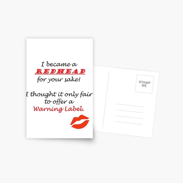 Redhead Warning Label Postcard