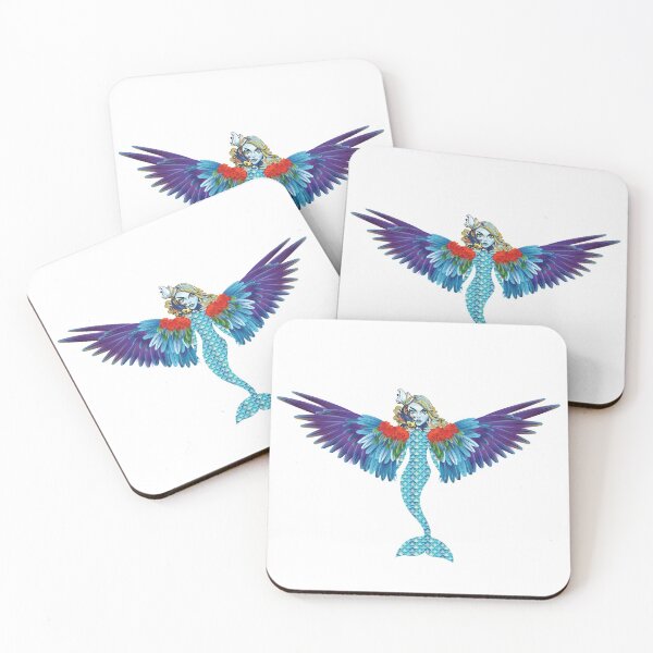 Item preview, Angel Wings Mermaid with Blue Feathers and Blue Fish designed and sold by GypsyMagic.