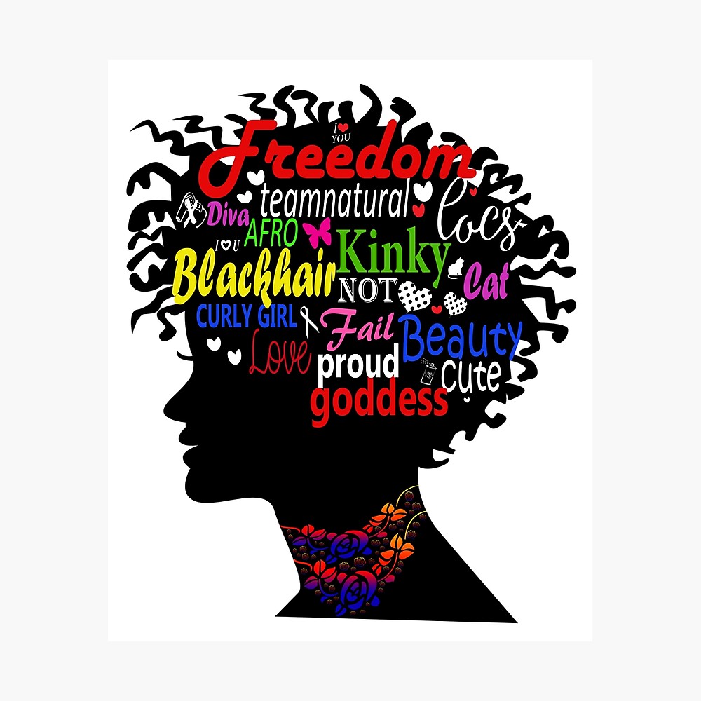 Poster Equipe Naturelle Afro Diva Fille Noire Avec Texte De Beaute Locs Fiers Africains Par Engykhalil Redbubble