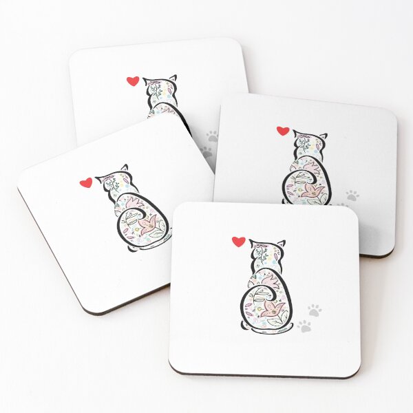 Item preview, Cat Kitten floral flower pattern for spring and summer designed and sold by Kate Hyunsu Cho.