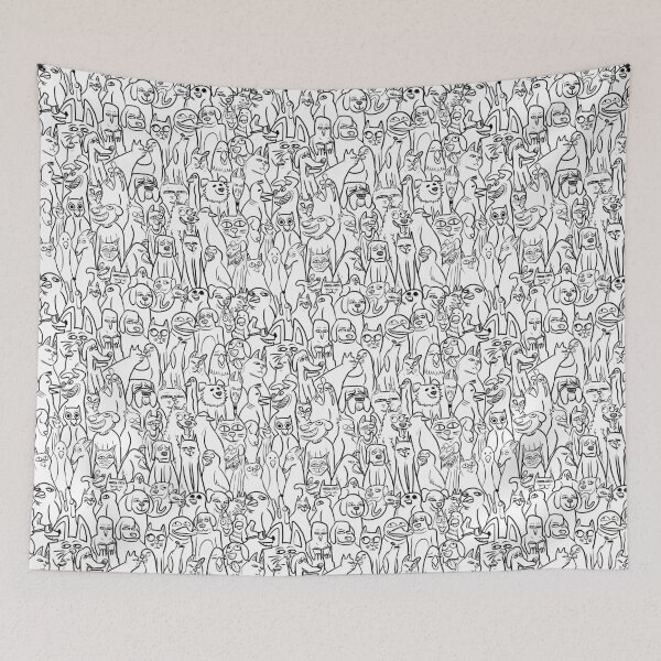 Item preview, Cat Bird Dog Pattern - Black and White designed and sold by BigWithBugEyes.