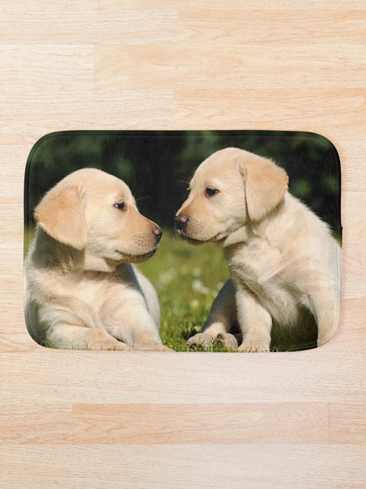 Beautiful Puppy Golden Labradors Bath Mat By 170184 Redbubble