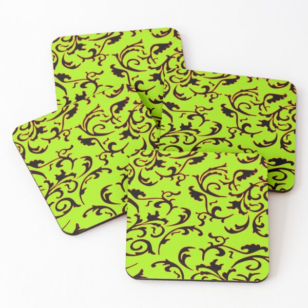 Item preview, ARABIATA 2 black green patterns Morocco Essaouira flowers leaves design arabesques volutes decor designed and sold by dragonemma.