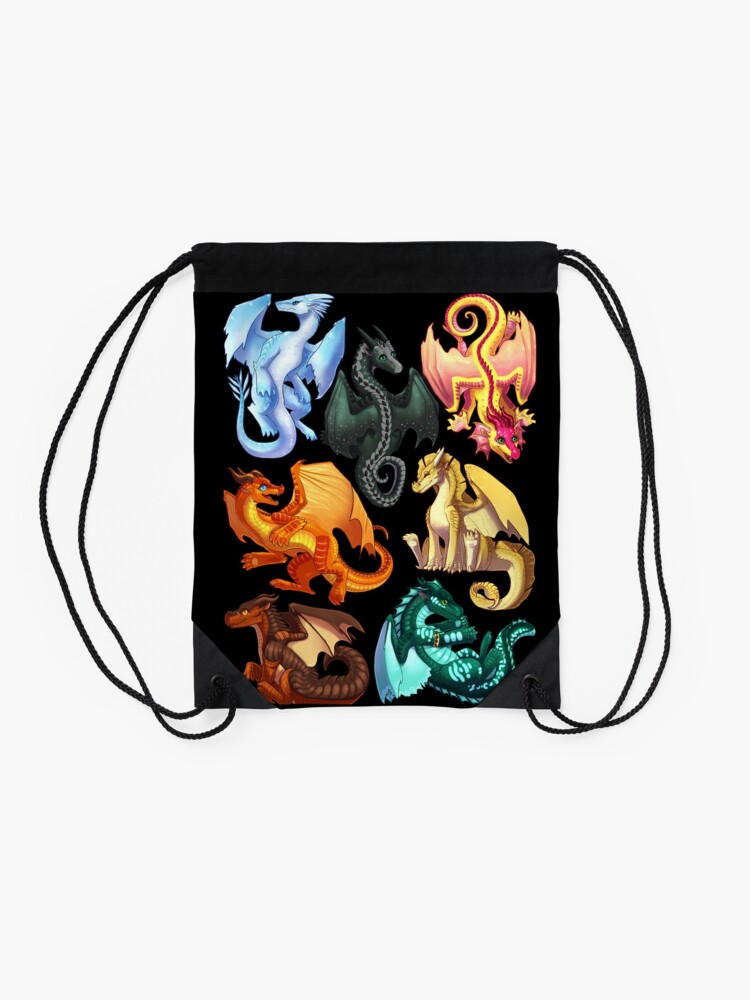 Alternate view of Wings of Fire - Jade Winglet Dragonets: Moonwatcher, Winter, Qibli, Peril, Turtle, Umber, Kinkajou Drawstring Bag