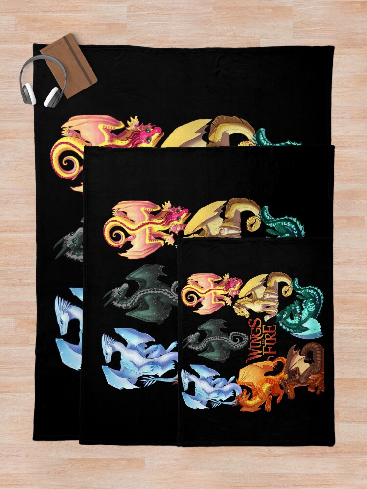Alternate view of Wings of Fire - Jade Winglet Dragonets: Moonwatcher, Winter, Qibli, Peril, Turtle, Umber, Kinkajou Throw Blanket