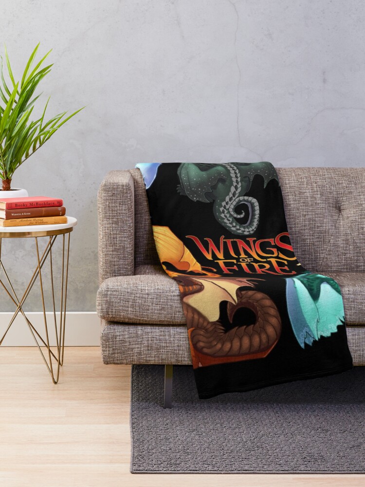 Alternate view of Wings of Fire - Jade Winglet Dragonets: Moonwatcher, Winter, Qibli, Peril, Turtle, Umber, Kinkajou Throw Blanket