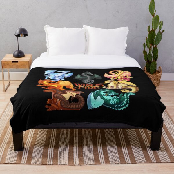 Wings of Fire - Jade Winglet Dragonets: Moonwatcher, Winter, Qibli, Peril, Turtle, Umber, Kinkajou Throw Blanket