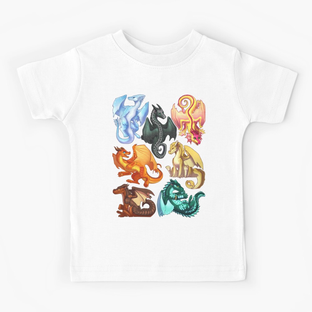 Wings of Fire - Jade Winglet Dragonets: Moonwatcher, Winter, Qibli, Peril, Turtle, Umber, Kinkajou Kids T-Shirt