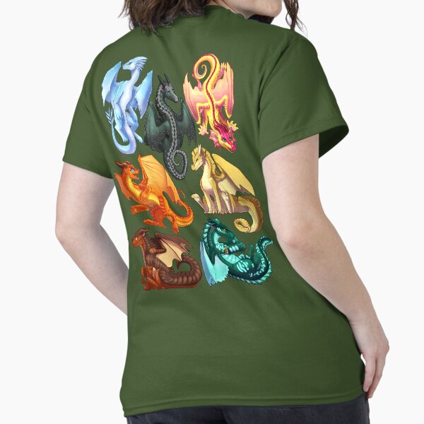 Vista previa del artículo con la obra «Alas de fuego - Dragoncillos de ala de jade: Vigilante de la luna, Invierno, Qibli, Peligro, Tortuga, Umber, Kinkajou», diseñado y vendido por Biohazardia.