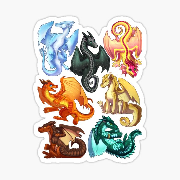 Vista previa del artículo con la obra «Alas de fuego - Dragoncillos de ala de jade: Vigilante de la luna, Invierno, Qibli, Peligro, Tortuga, Umber, Kinkajou», diseñado y vendido por Biohazardia.