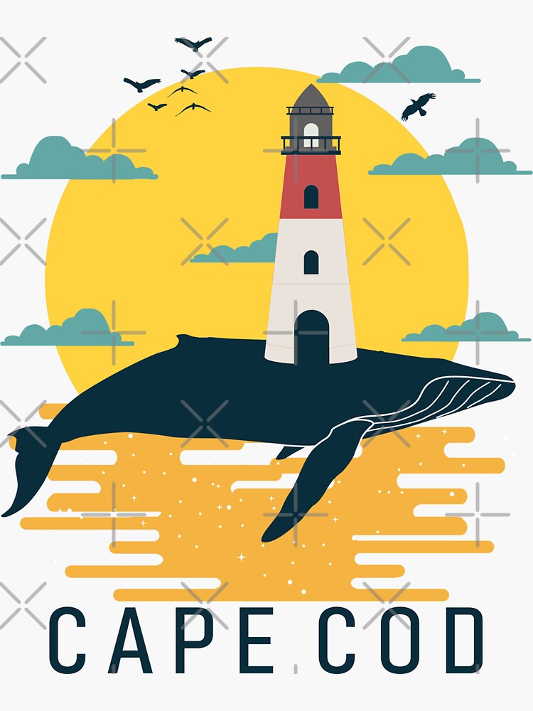 "Cape Cod Whale Sunset Nauset Lighthouse " Sticker for Sale by kiwi91