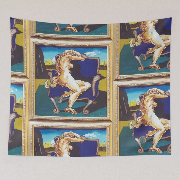 Item preview, Woman Resting on Blue Chair Surreal Train in Frame designed and sold by MilkAnna.