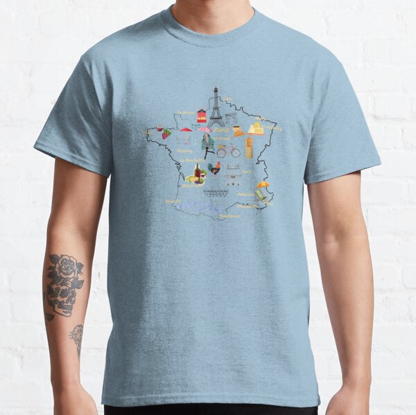 Map of France  tourist Attractions with names the major cities berry gloss color Classic T-Shirt