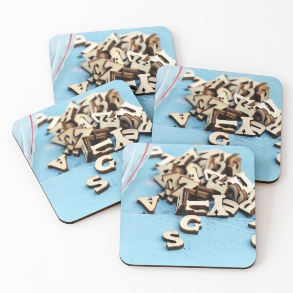 Item preview, Light brown wooden basic bold font style full alphabet capital letter on realistic wood background with plastic bag designed and sold by sigoisette.