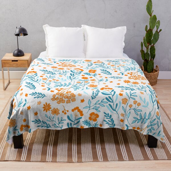 Item preview, orange and turquoise graphic floral pattern designed and sold by keera66.