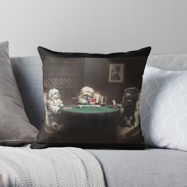 Poker Dogs Throw Pillow