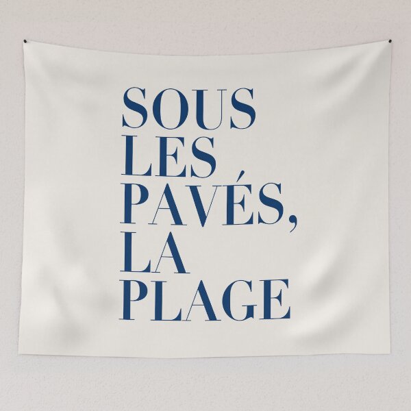 Item preview, ! New ! Paris Revolt, May 68: 'SOUS LES PAVES, LA PLAGE': Deepest Blue on Cream designed and sold by Day Chapman.