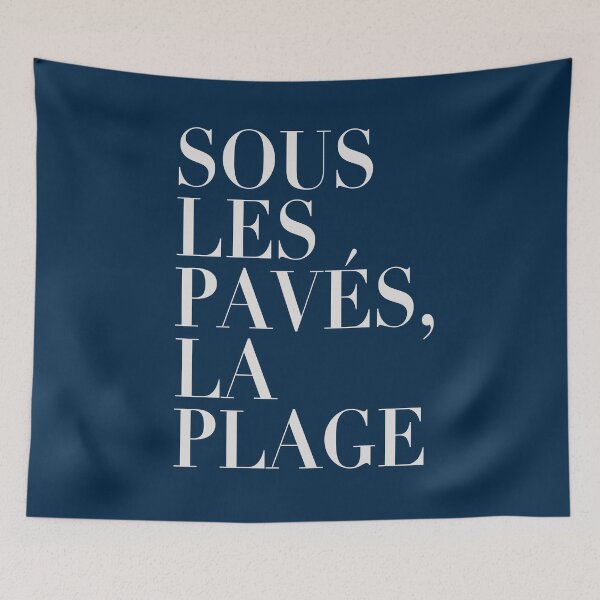 Item preview, ! New ! Paris Revolt, May 68: 'SOUS LES PAVES, LA PLAGE': Pale Grey on Deepest Blue designed and sold by Day Chapman.
