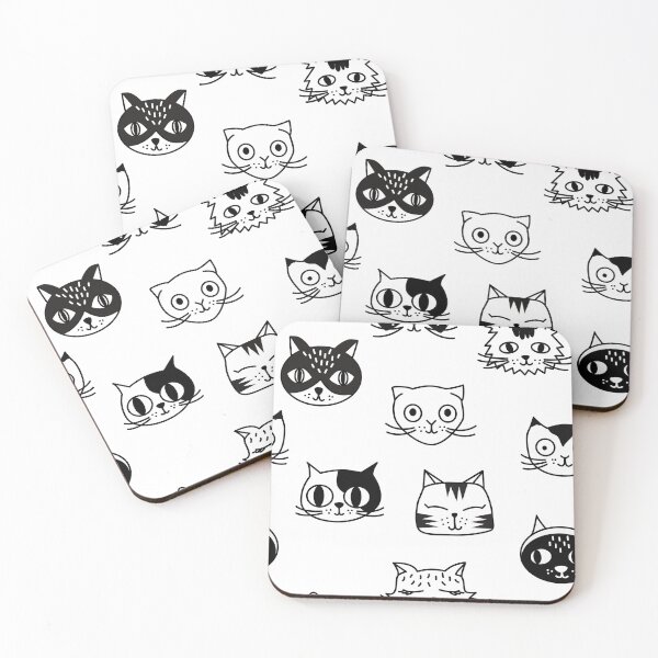 Item preview, cute black and white cat faces designed and sold by ECLECTICimprint.