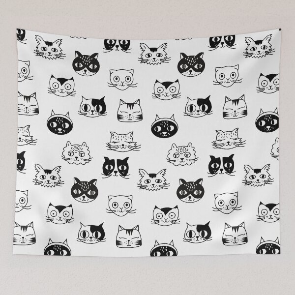 Item preview, cute black and white cat faces designed and sold by ECLECTICimprint.