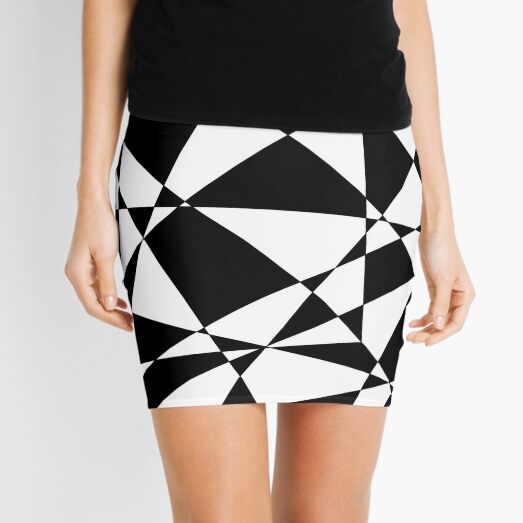 Black and White Retro Geometric Pattern Mini Skirt