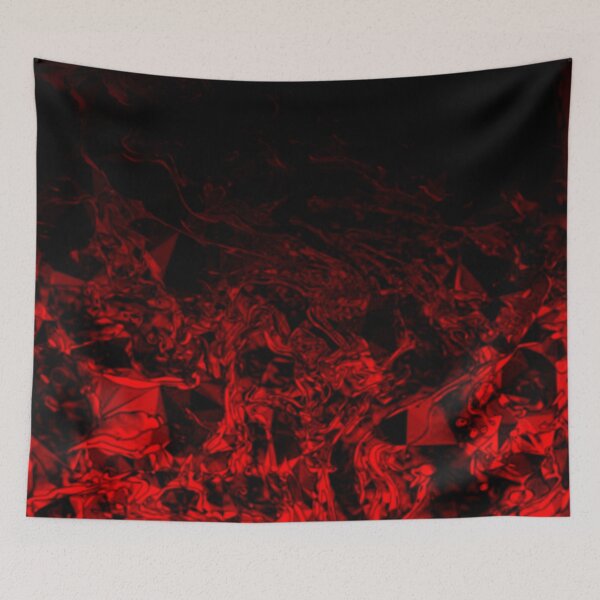 Item preview, Red Nite - black and red abstract gradient polygonal swirls designed and sold by JaycraveDesigns.