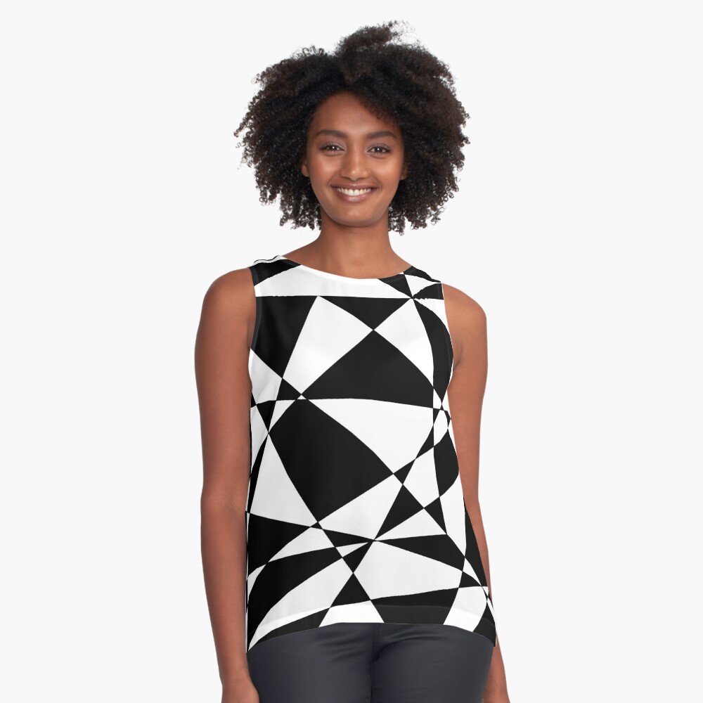 Black and White Retro Geometric Pattern A-Line Dress for Sale by