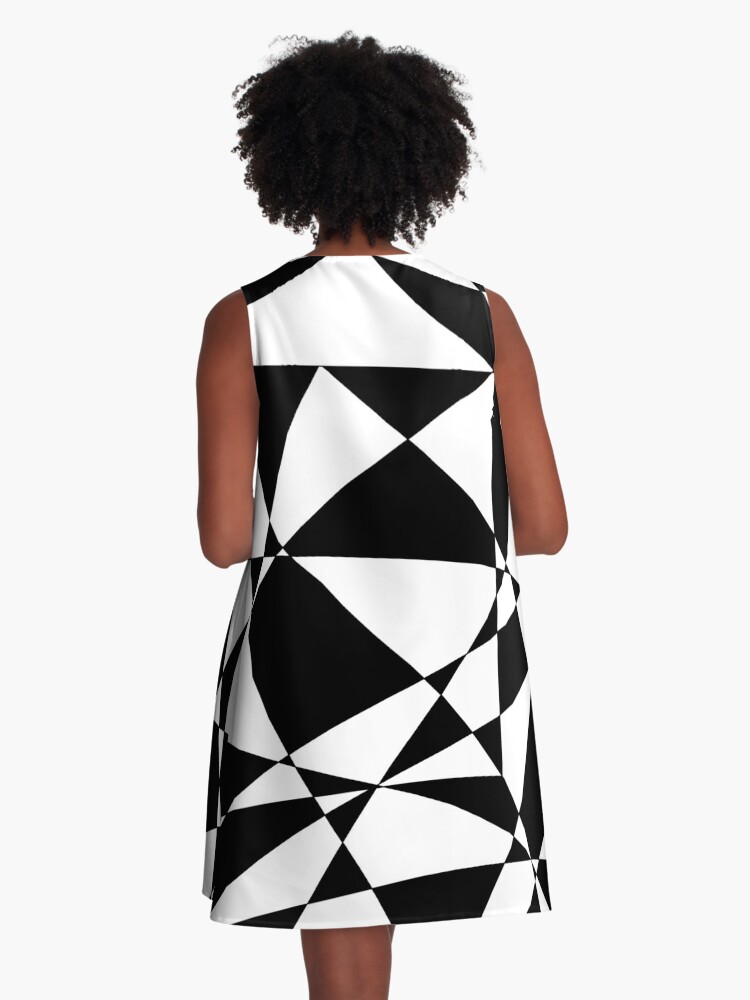 Black and White Retro Geometric Pattern A-Line Dress for Sale by  ArtformDesigns