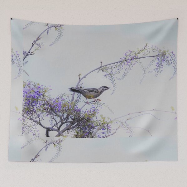 Item preview, Red Wattlebird in the Wisteria Vine designed and sold by imaginethis.