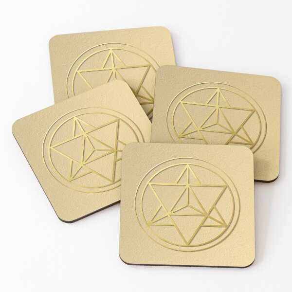 Item preview, Merkabah Star Tetrahedron gold sacred geometry mandala healing protection amulet  designed and sold by Michallandsberg.