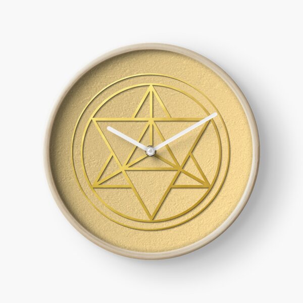 Merkabah Star Tetrahedron gold sacred geometry mandala healing protection amulet  Clock