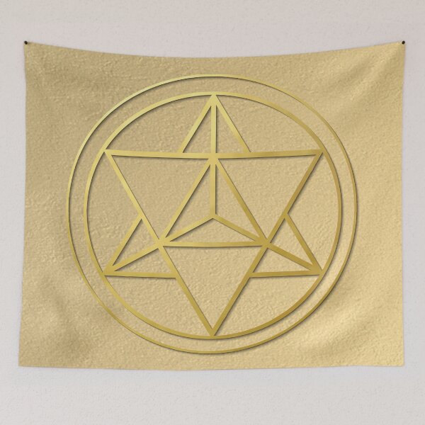 Item preview, Merkabah Star Tetrahedron gold sacred geometry mandala healing protection amulet  designed and sold by Michallandsberg.
