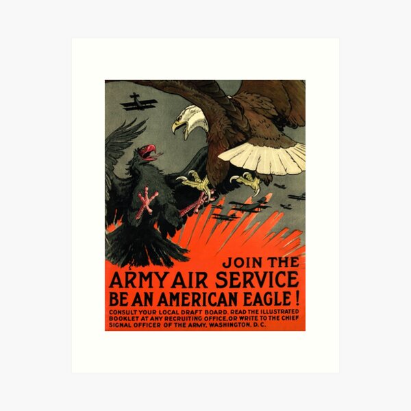 Vista previa del artículo con la obra «Afiche de reclutamiento patriótico ~ SERVICIO AÉREO DEL EJÉRCITO ~ American Eagle 0590», diseñado y vendido por ContrastStudios.