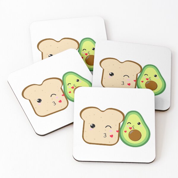 Item preview, Cute Kawaii avocado kissing toast flying hearts designed and sold by NerdySherds.