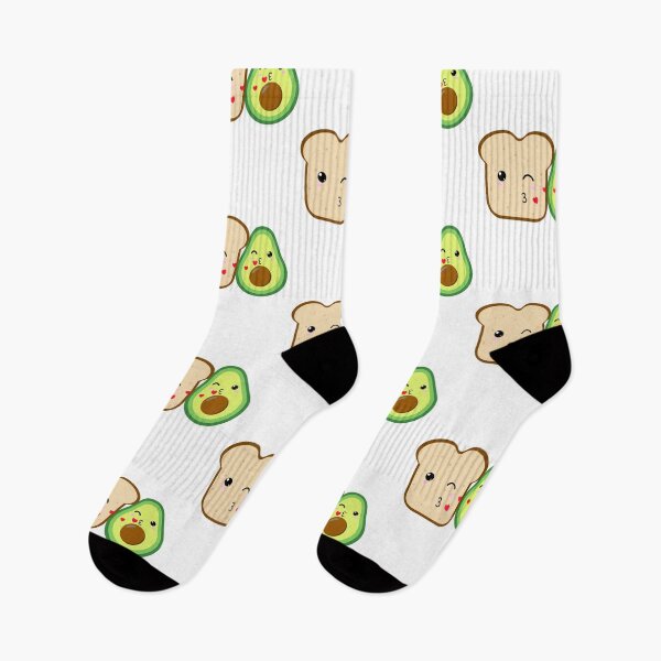 Item preview, Cute Kawaii avocado kissing toast flying hearts designed and sold by NerdySherds.