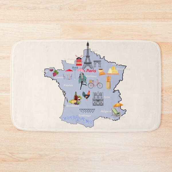 Item preview, France Map iconic tourists’ destinations with names of the major cities designed and sold by mashmosh.