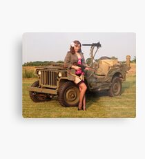 Christine with a 1944 Willys MB Metal Print