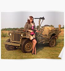Christine with a 1944 Willys MB Poster