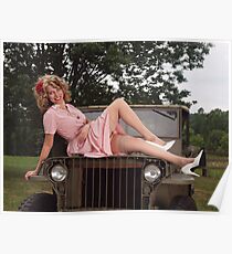 Amanda on a 1941 Willys MB Slat Grille Poster