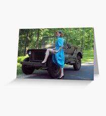 Dori Jean with a 1941 Willys MB Greeting Card