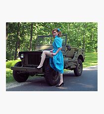 Dori Jean with a 1941 Willys MB Photographic Print