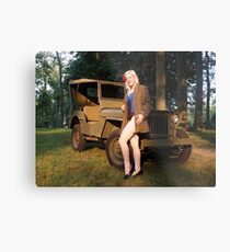 Andie with a 1941 Willys MB Metal Print