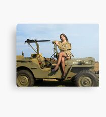 Ashley on a '44 Willys MB Metal Print