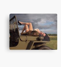 Ivette on a 1944 Willys MB Metal Print
