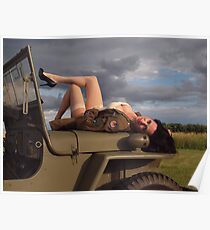 Ivette on a 1944 Willys MB Poster