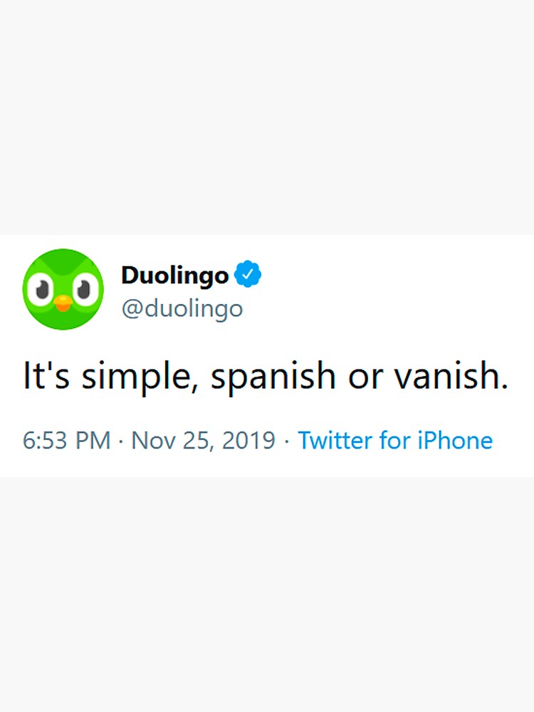 Pegatina Its Simple Spanish Or Vanish Meme Tweet Evil Duolingo Owl