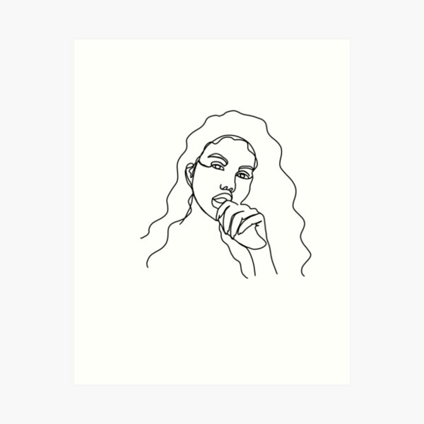 Long Hair Feminine minimalist lines Art Print